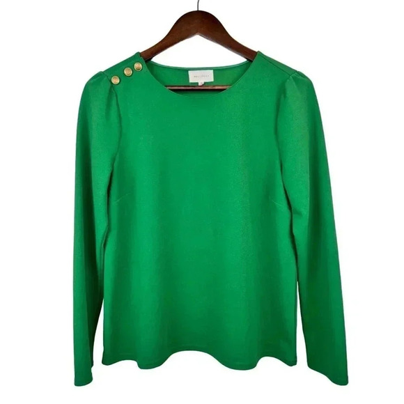 Melloday Green Button-Shoulder Long Sleeve Top - Medium - Picture 5 of 9